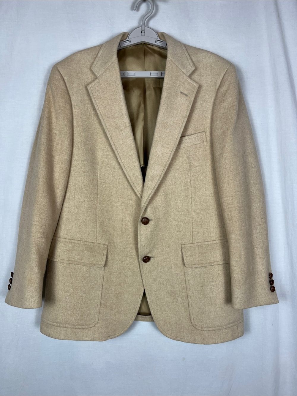 Vintage 1980s 100% Camel Hair John Weitz by Palm Beach Made in USA Tan Suit Coat